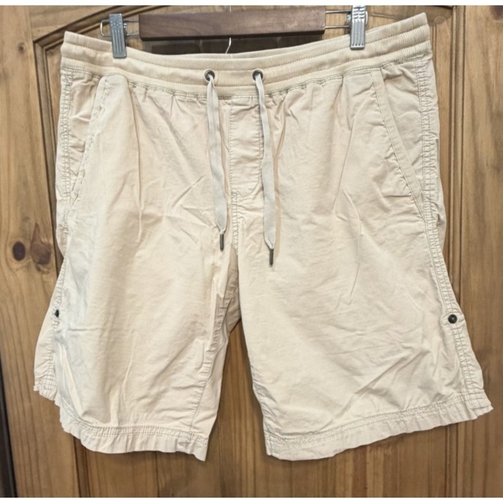L.L.Bean Khaki Drawstring Shorts Womens L Elastic Waist Casual Coastal Summer